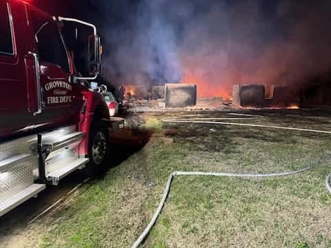 Firefighters Respond to a Structure Fire in Groveton