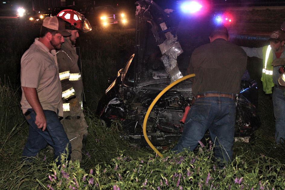 Two-Vehicle Collision on US-59 Near Livingston Leaves One Car in Flames