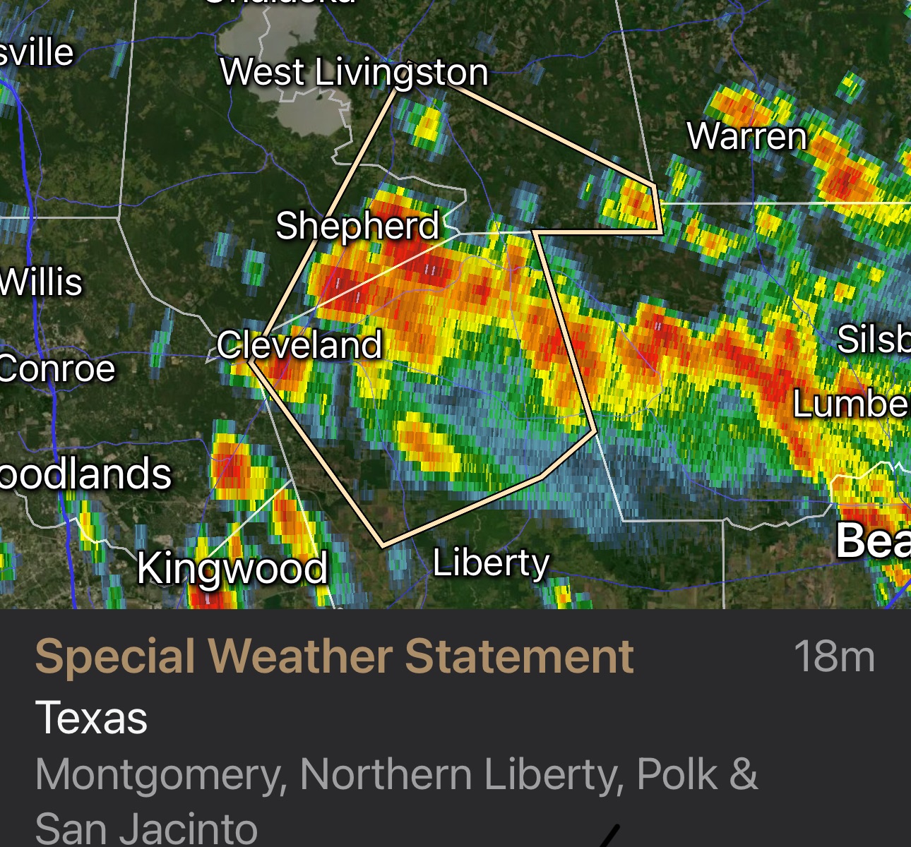 Expect Flash Flooding, Hail, for the Lake Livingston area throughout today.